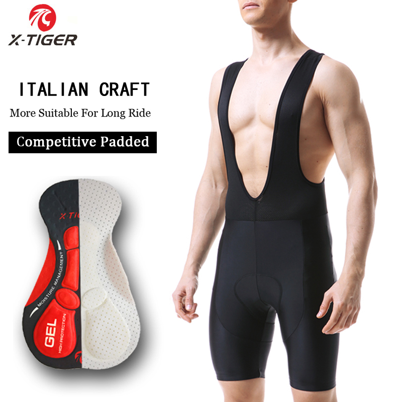 Padded Cycling Shorts 5D Gel - X-TIGER ciclismo bavaglini pantaloncini bici 5D